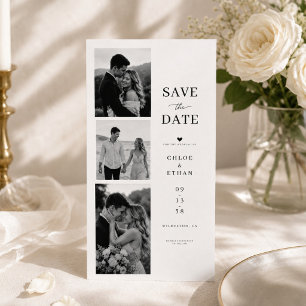 Tarjeta de boda de tira de fotos romántica para gu