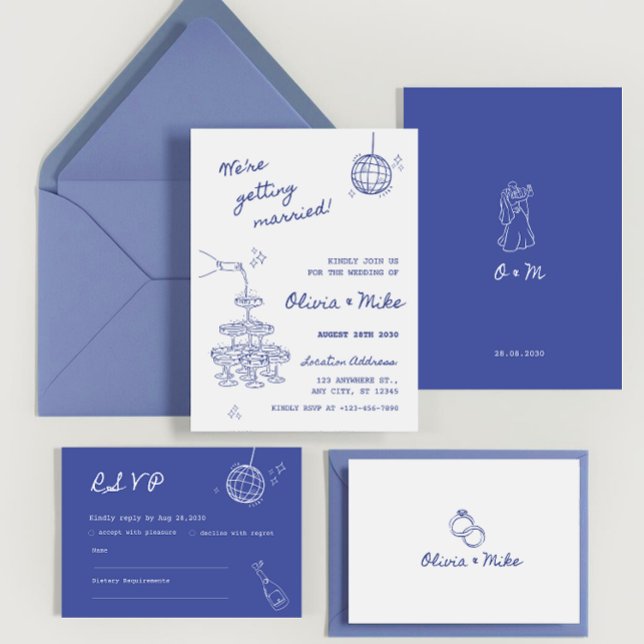 Tarjeta de boda de Torre de Champán dibujada a man (Subido por el creador)