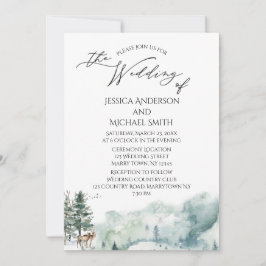 Tarjeta de Boda del bosque de Woodland Watercolor