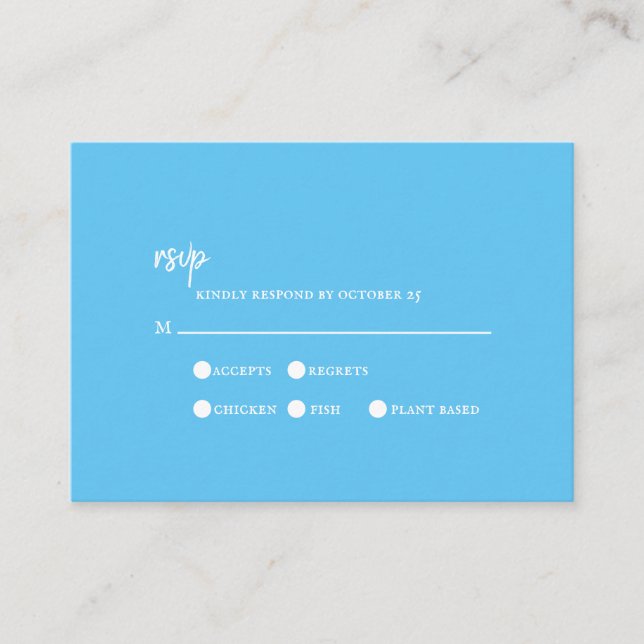 Tarjeta de Boda del gabinete de Sky Blue Typograph (Anverso)
