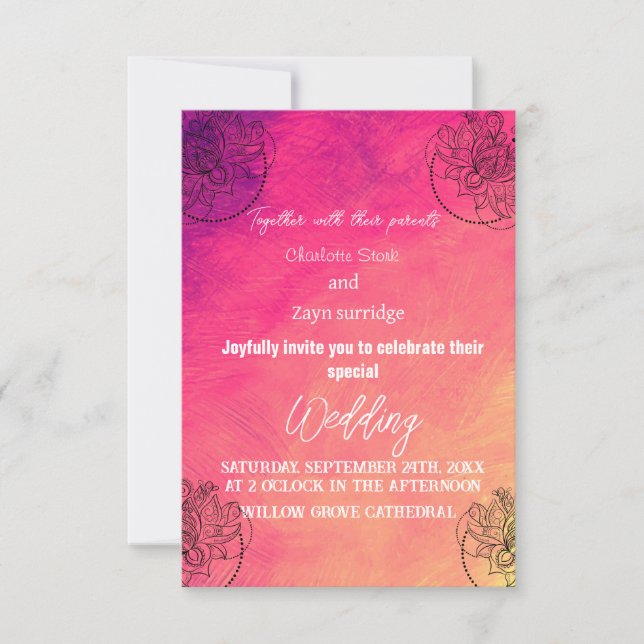 Tarjeta de boda del matrimonio hindú (Anverso)