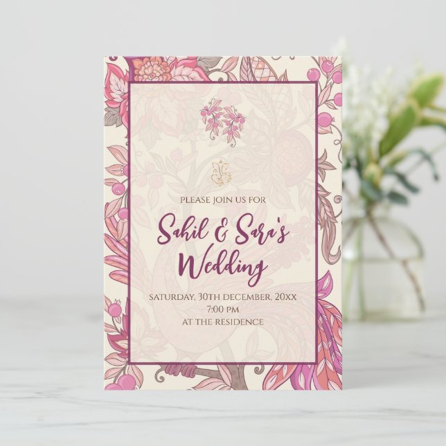 Tarjeta de boda Desi Invitación de boda india (Anverso de pie)