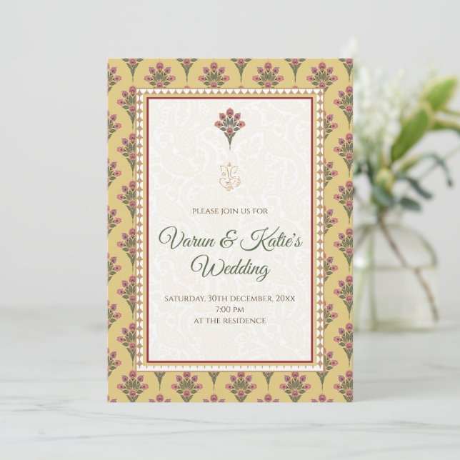 Tarjeta de boda Desi Invitación digital de boda in (Anverso de pie)