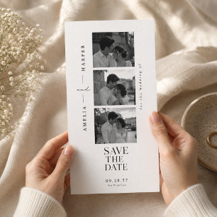 Tarjeta de boda Editorial Photo Strip Save the Dat
