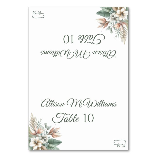 Tarjeta de boda-Elegancia tropical-Icono de cerdo- (Anverso)
