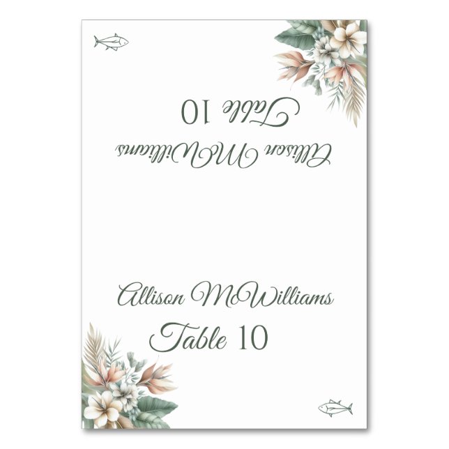 Tarjeta de boda-Elegancia tropical-Icono de pescad (Anverso)