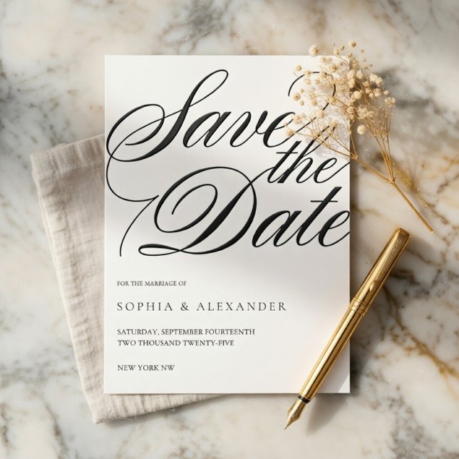 Tarjeta de Boda Elegant Script Save the Date | Luj (Subido por el creador)