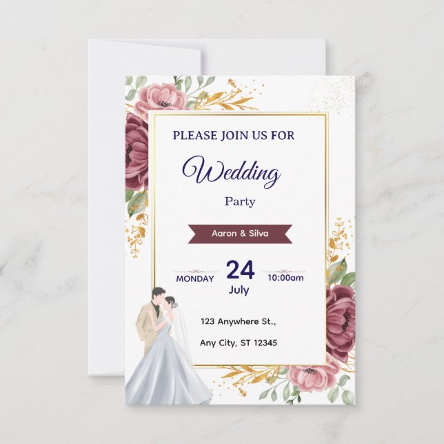 Tarjeta de Boda Elegante (Anverso)