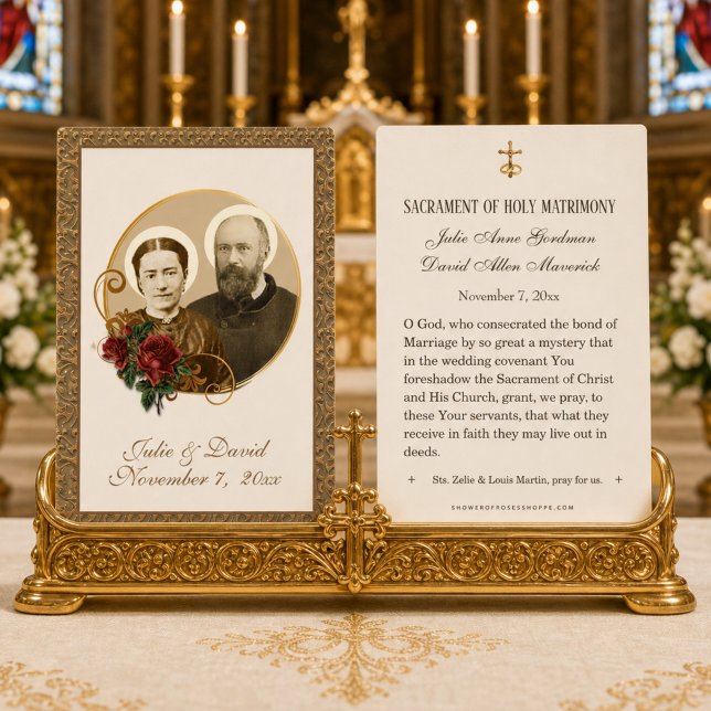 Tarjeta de boda elegante de oro St. Zelie y Louis  (Subido por el creador)