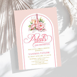 Tarjeta de boda elegante de pétalos y prosecco con