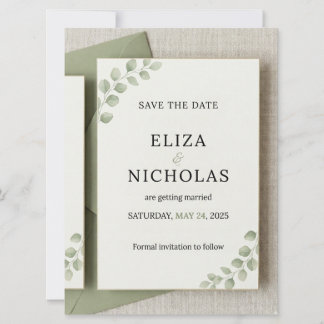 Tarjeta de boda Elegante Minimalista para Guardar