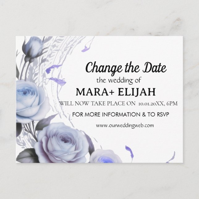 Tarjeta de boda elegante para cambiar la fecha (Anverso)