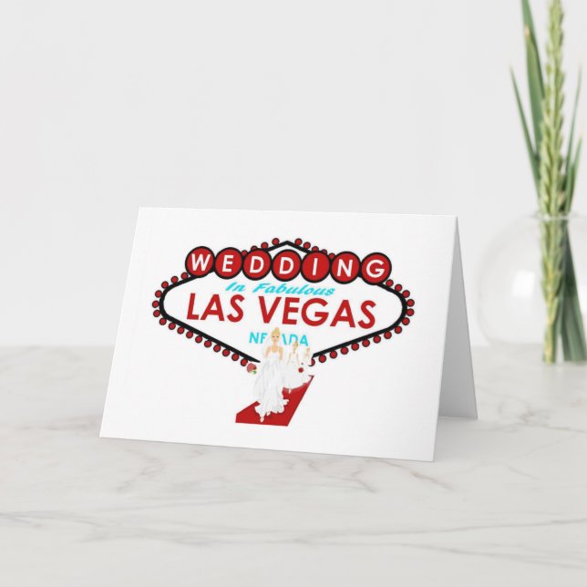 Tarjeta de Boda en Las Vegas con Damas de Honor (Anverso)
