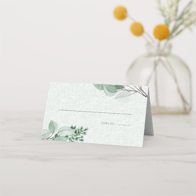 Tarjeta de boda Escort | Elegante Eucalypt acuátic (Anverso)