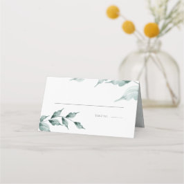 Tarjeta de boda Escort | Jade verde gris botánico