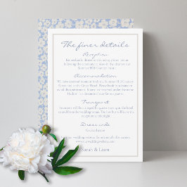 Tarjeta de Boda floral azul blanco