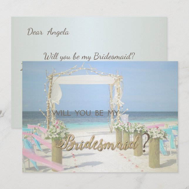 Tarjeta de Boda Floral Beach Arbor (Anverso / Reverso)