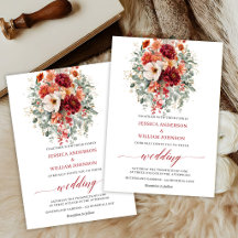 Tarjeta de boda floral boho de otoño de Borgoña co