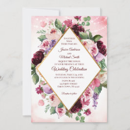 Tarjeta de Boda floral de color de agua del Boho d