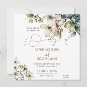 Tarjeta de boda floral de flores silvestres lindas