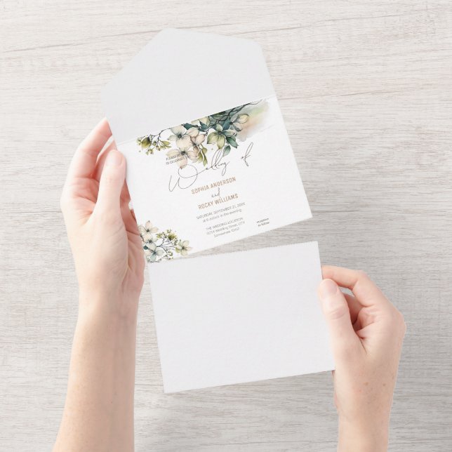 Tarjeta de boda floral de flores silvestres lindas (desgarro)