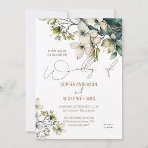 Tarjeta de boda floral de flores silvestres lindas