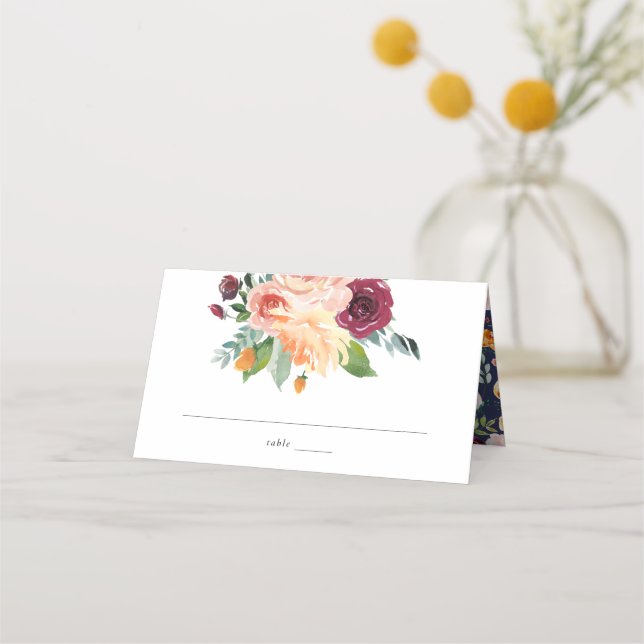 Tarjeta de Boda floral de otoño (Anverso)