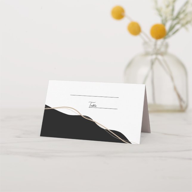 Tarjeta de boda floral en blanco y negro (Anverso)