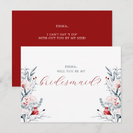 Tarjeta de Boda Floral Flower Rojo Y Azul