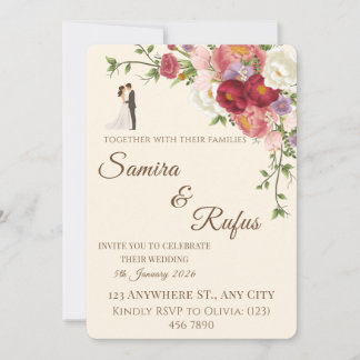 Tarjeta de Boda Floral Romántica