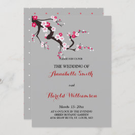 Tarjeta de boda floral rosa blanca roja