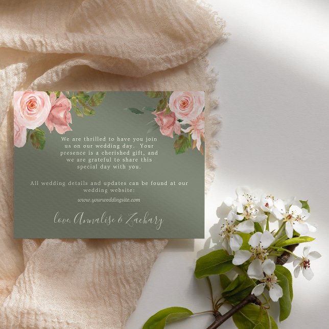 Tarjeta de Boda floral Sage Green Rubor Floral (Subido por el creador)
