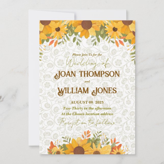 Tarjeta de boda floral simple (Anverso)