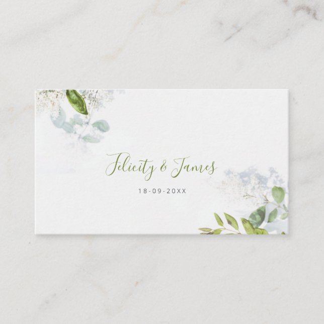 Tarjeta de Boda floral verde Leafy (Anverso)