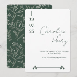 tarjeta de boda floral verde sabio