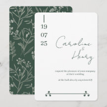 tarjeta de boda floral verde salvia