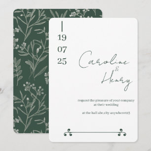 tarjeta de boda floral verde salvia