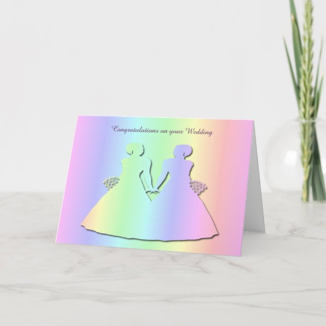 Tarjeta de Boda gay del Pastel Pride para novias (Anverso)