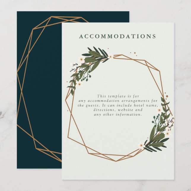tarjeta de boda geométrica floral (Anverso / Reverso)
