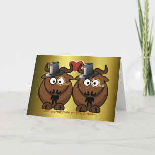 Tarjeta de Boda Gnu Gay Top Hat para Grooms