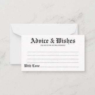 Tarjeta de Boda gótica de consejos y deseos