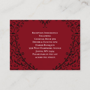 Tarjeta de Boda gótica de corazón rojo y negro