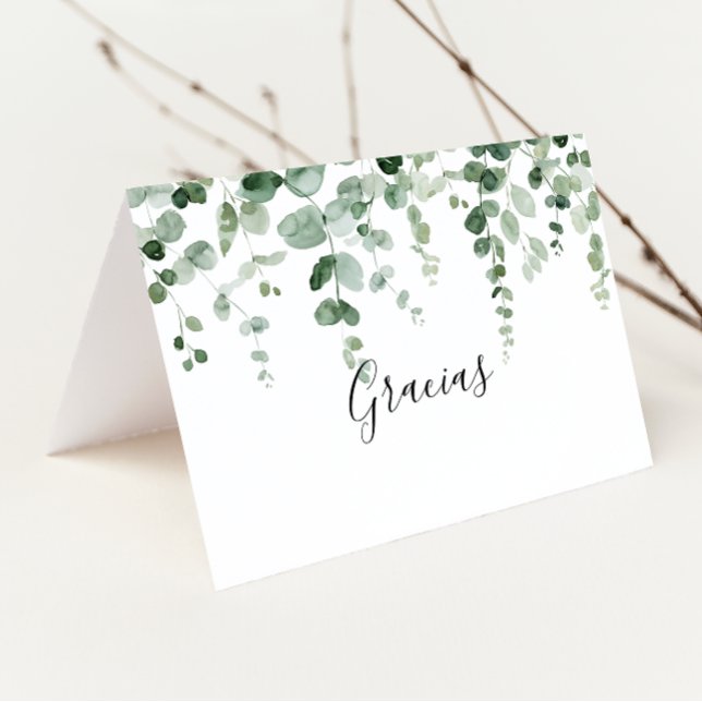 Tarjeta de Boda Gracias plegado Eucalyptus minimal (Subido por el creador)