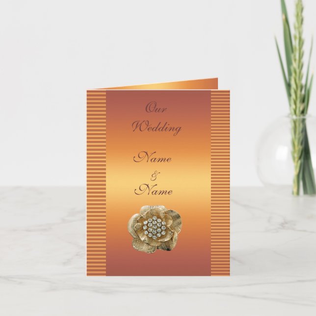 Tarjeta de boda Guardar la Gema de oro de oro de o (Anverso)