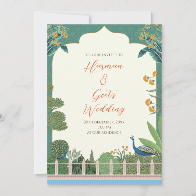 Tarjeta de boda hindú Invitación digital de boda i (Anverso)