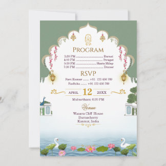 Tarjeta de Boda Hindú Real del Arco del Templo