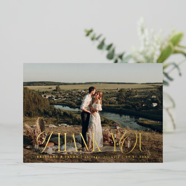 Tarjeta de Boda horizontal simple con elegancia (Anverso de pie)