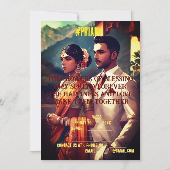 Tarjeta de boda india (Anverso)