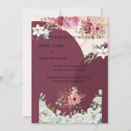 Tarjeta de Boda India con Borde Floral