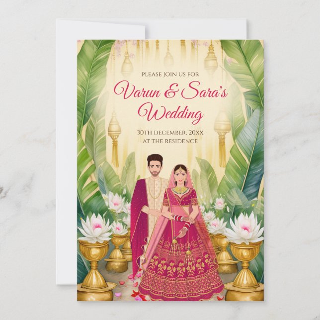 Tarjeta de boda india Invitación digital de boda h (Anverso)